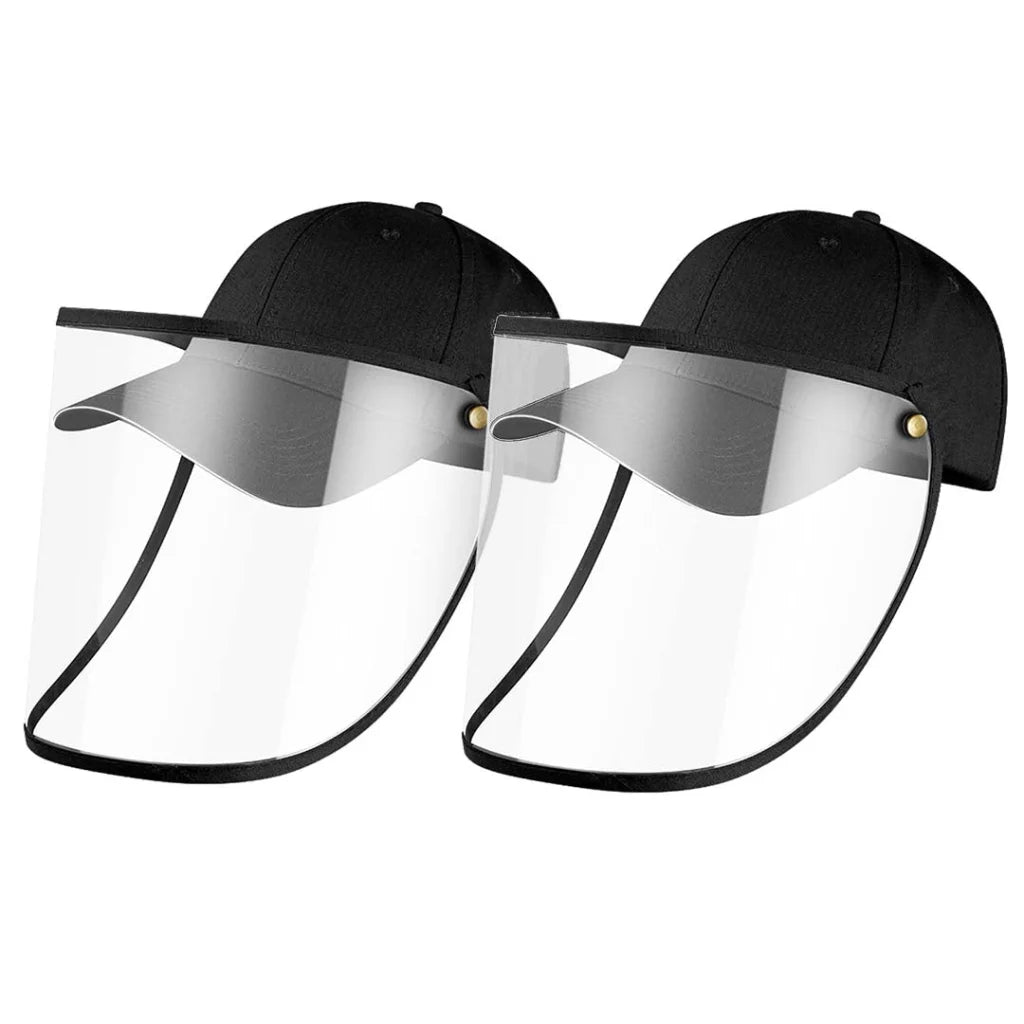 Outdoor Protection Hat Set Premium 2X Anti-Fog Pollution Dust Saliva Face Shield for Adults - Black