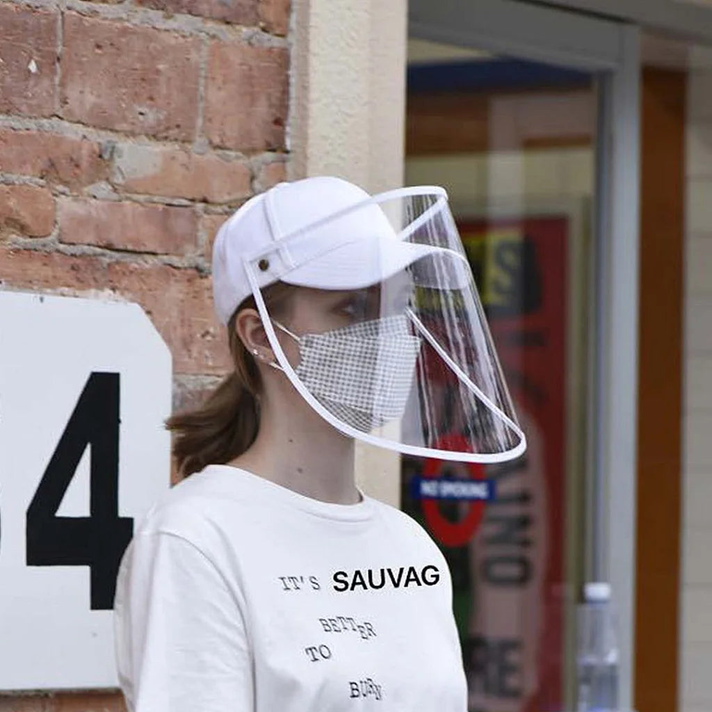 Outdoor Protection Hat Set Premium 2X Anti-Fog Pollution Dust Saliva Face Shield for Adults - Black/White