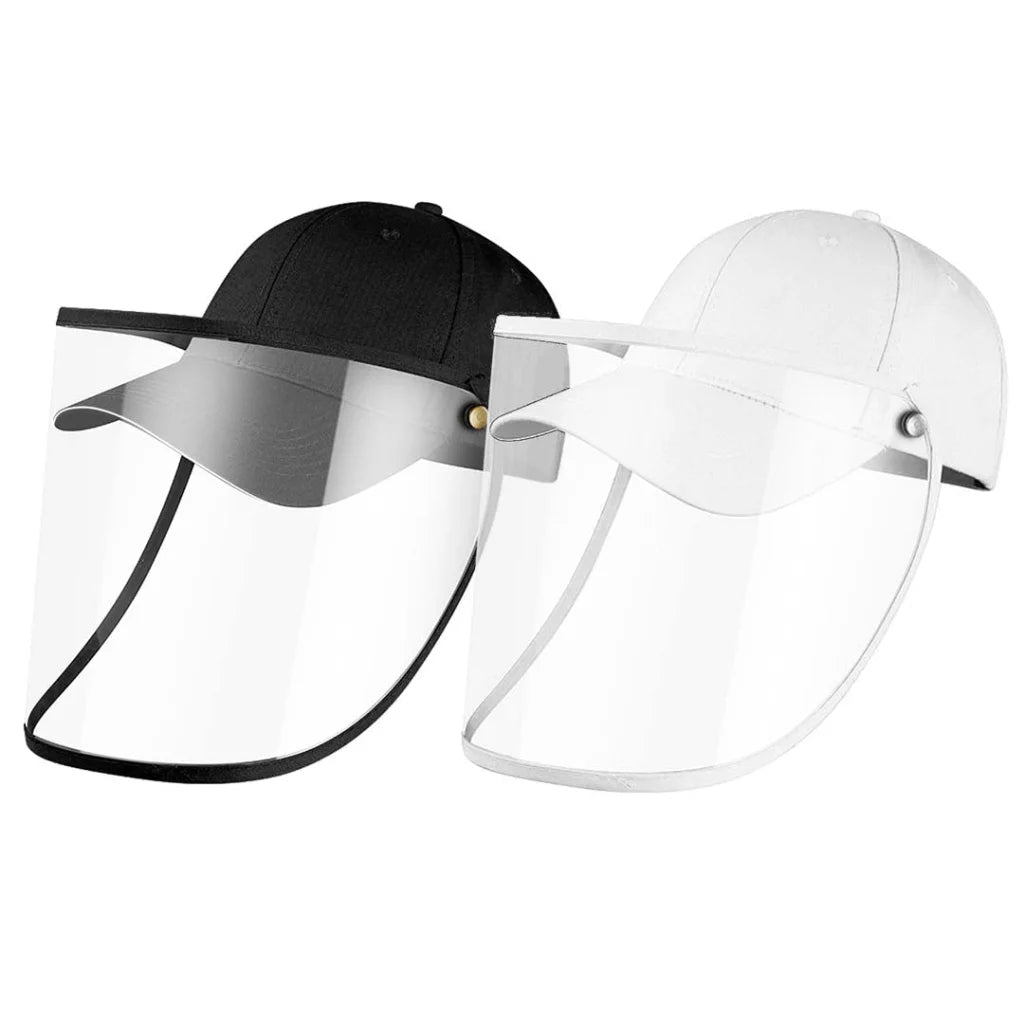Outdoor Protection Hat Set Premium 2X Anti-Fog Pollution Dust Saliva Face Shield for Adults - Black/White