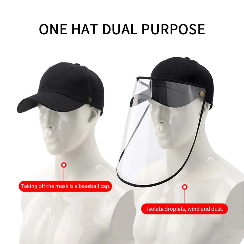 Outdoor Protection Hat Set Premium 2X Anti-Fog Pollution Dust Saliva Face Shield for Adults - White