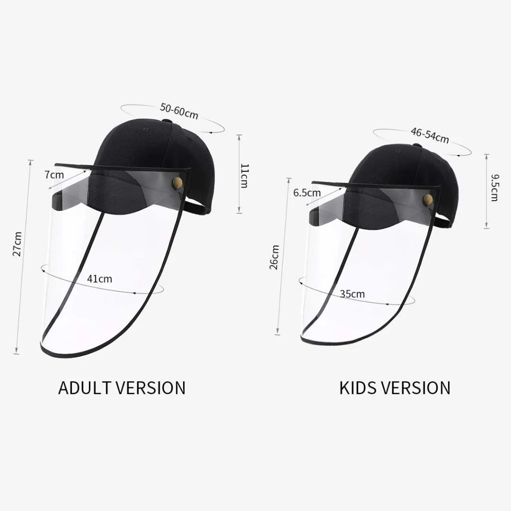 Outdoor Protection Hat Set Premium 2X Anti-Fog Pollution Dust Saliva Face Shield for Adults - Black/White