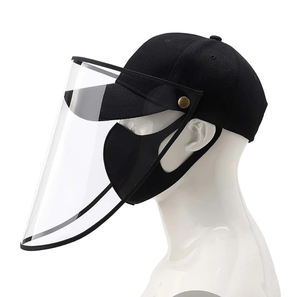 Outdoor Protection Hat Set Premium 2X Anti-Fog Pollution Dust Saliva Face Shield for Adults - Black/White