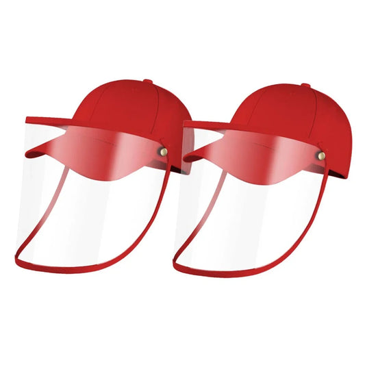 Outdoor Protection Hat Set Premium 2X Anti-Fog Pollution Dust Saliva Face Shield for Kids - Red