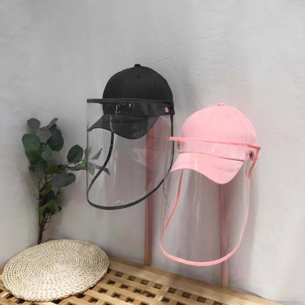 Outdoor Protection Hat Set Premium 2X Anti-Fog Pollution Dust Saliva Face Shield for Kids - Pink