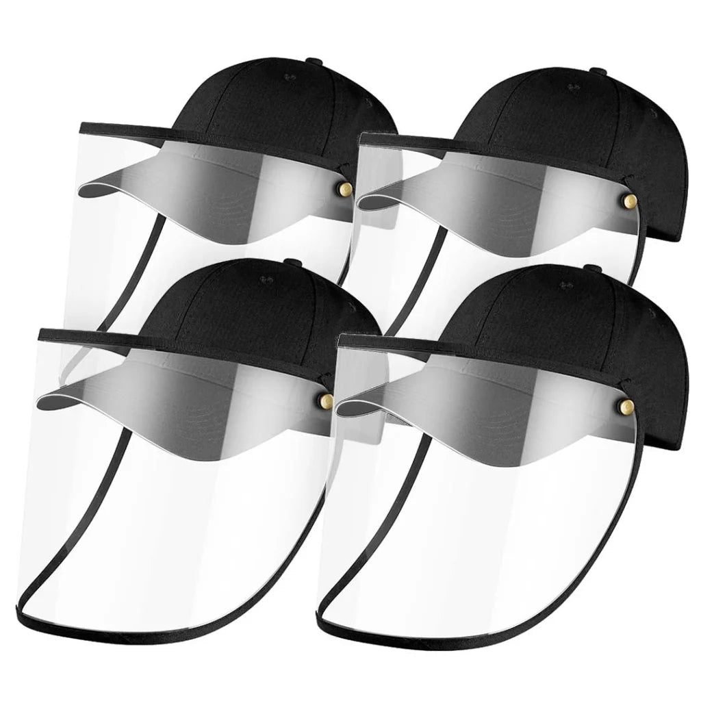Outdoor Protection Hat Set Premium 4X Anti-Fog Pollution Dust Saliva Face Shield for Adults - Black