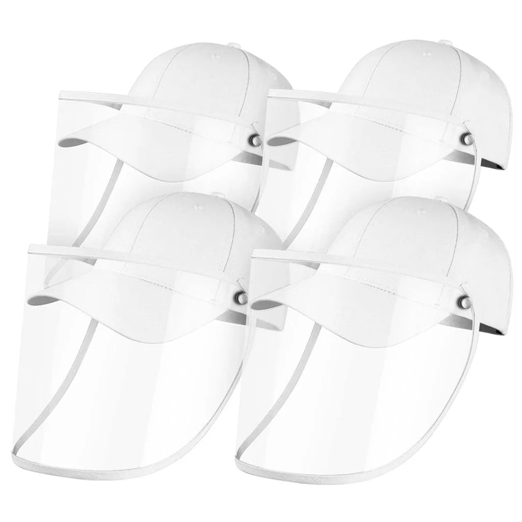 Outdoor Protection Hat Set Premium 4X Anti-Fog Pollution Dust Saliva Face Shield for Adults - White