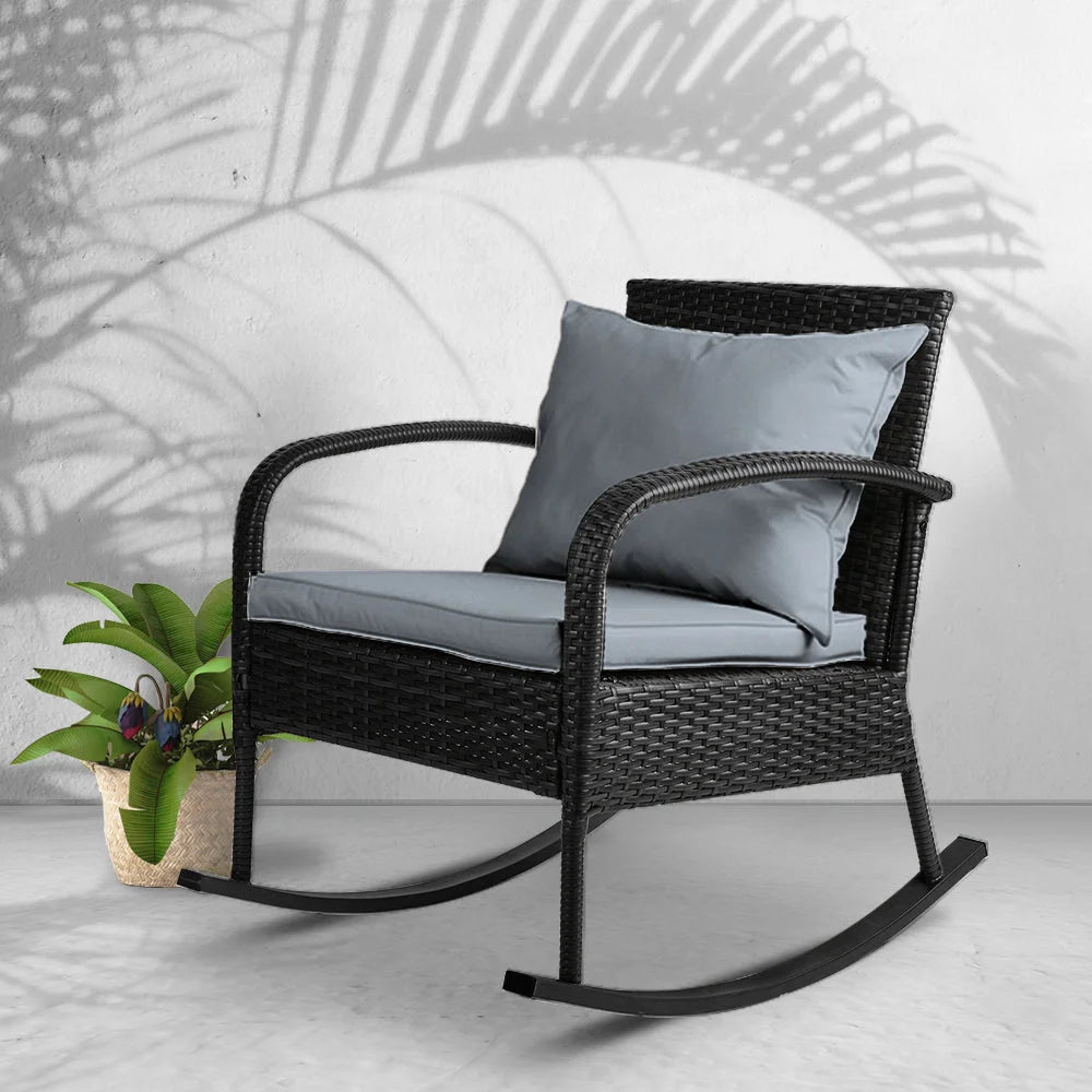Outdoor Rocking Chair Wicker Garden Patio Lounge Setting