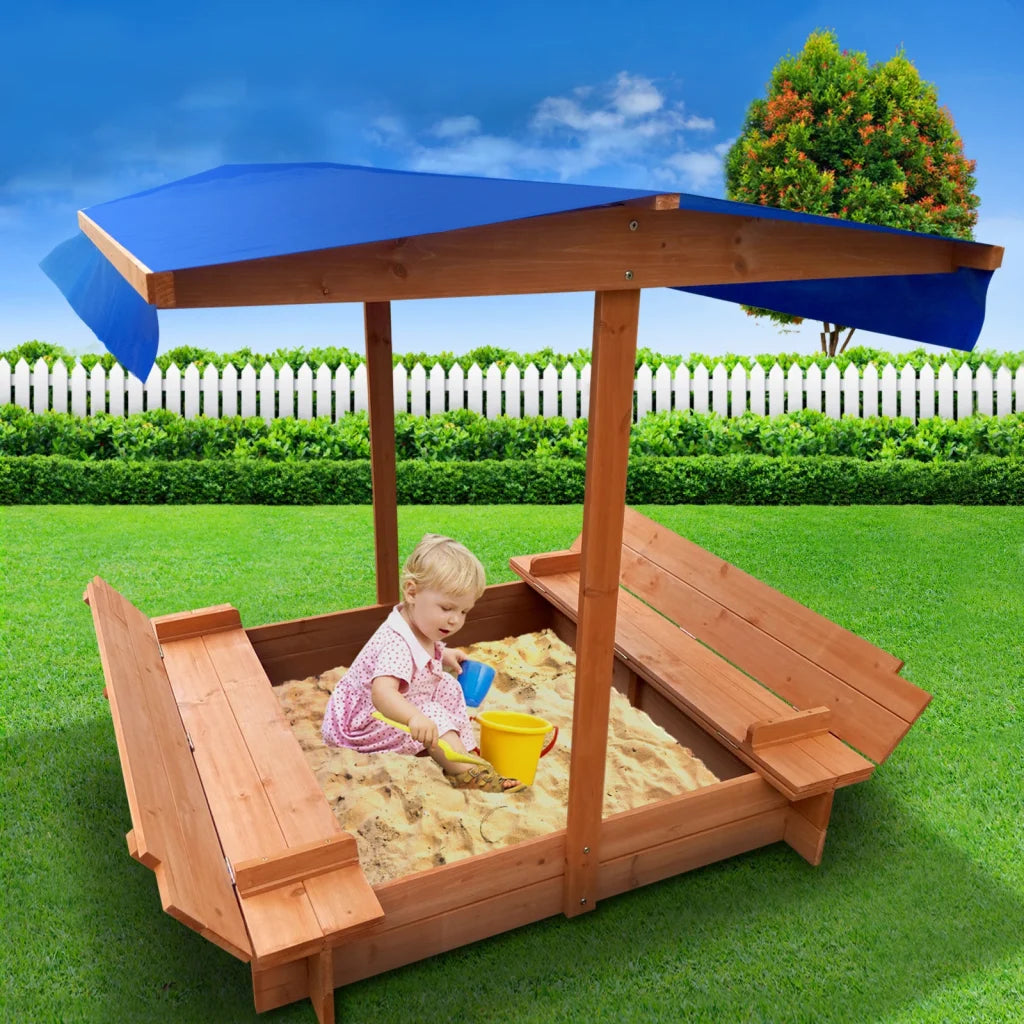 Outdoor Sand Box Set Wooden Sand Pit Natural Wood - Toys