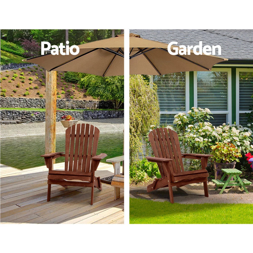 Outdoor Setting 3PC Beach Chairs Table Wooden Adirondack