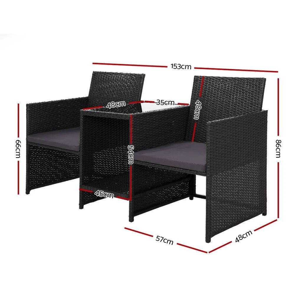 Outdoor Setting Wicker Loveseat Birstro Set Patio Garden