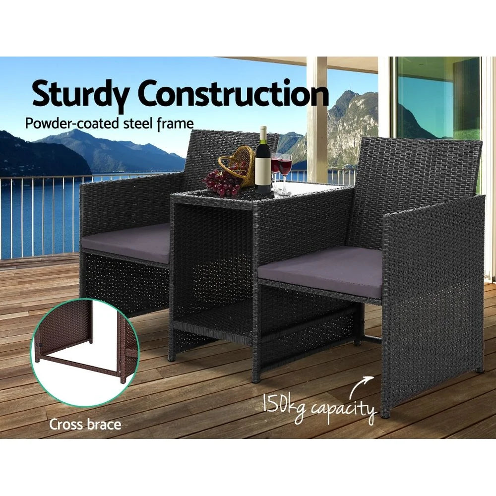 Outdoor Setting Wicker Loveseat Birstro Set Patio Garden