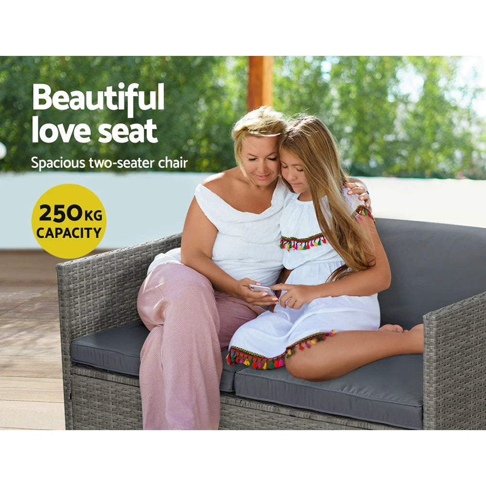 Outdoor Sofa Set 4-Piece Wicker Couch Lounge Setting - Grey