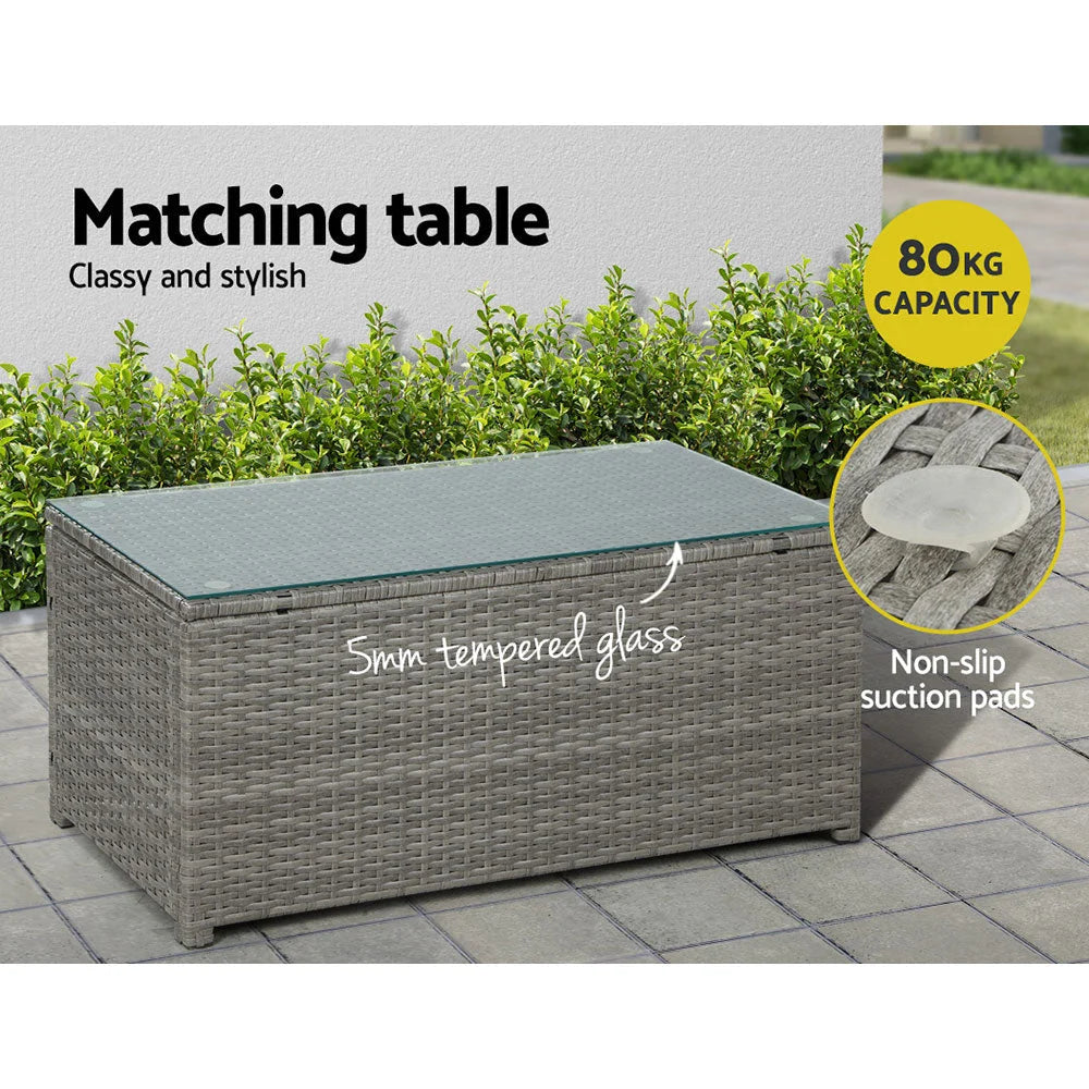 Outdoor Sofa Set 4-Piece Wicker Couch Lounge Setting - Grey
