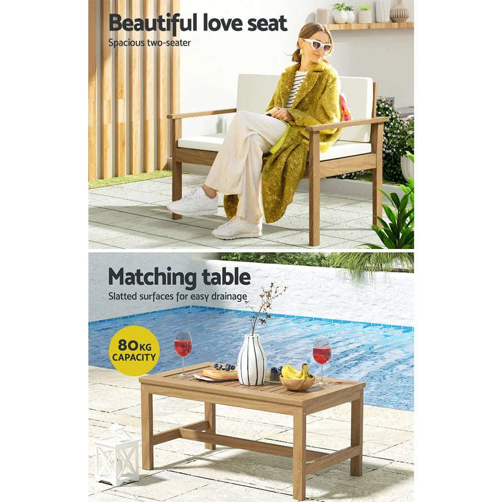 Outdoor sofa set with rattan arms and cushion set