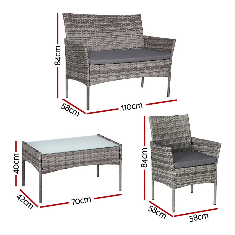 Outdoor Sofa Set 4-Seater Wicker Setting Table Chair