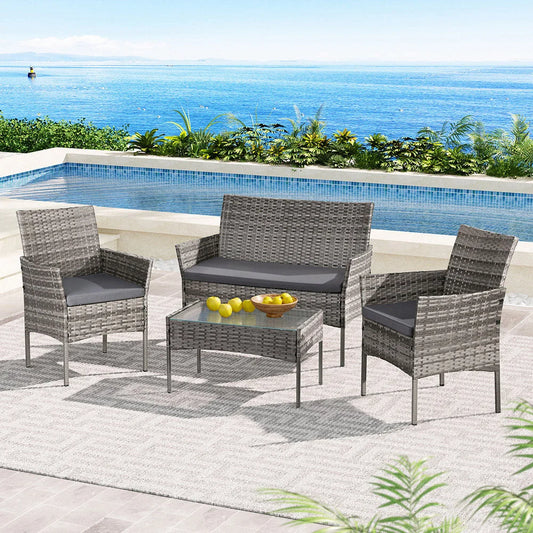 Outdoor Sofa Set 4-Seater Wicker Setting Table Chair