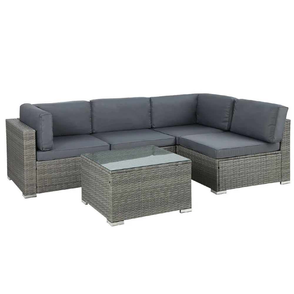 Outdoor Sofa Set 5-Piece Wicker Couch Lounge Setting 4