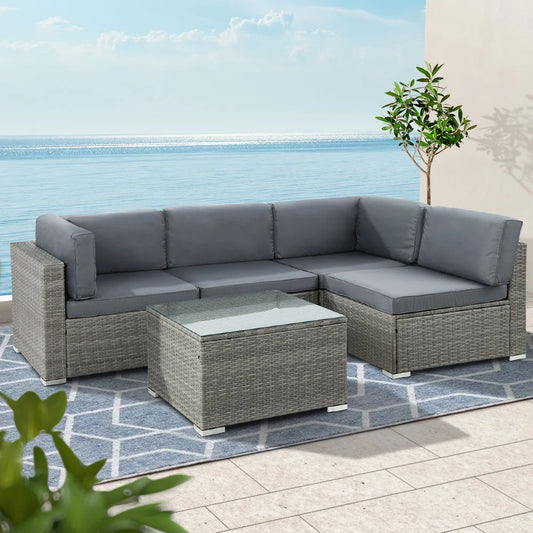 Outdoor Sofa Set 5-Piece Wicker Couch Lounge Setting 4