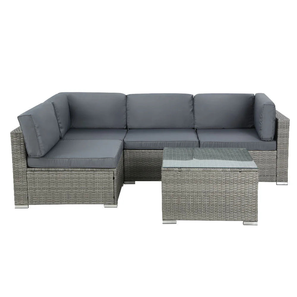 Outdoor Sofa Set 5-Piece Wicker Couch Lounge Setting 4