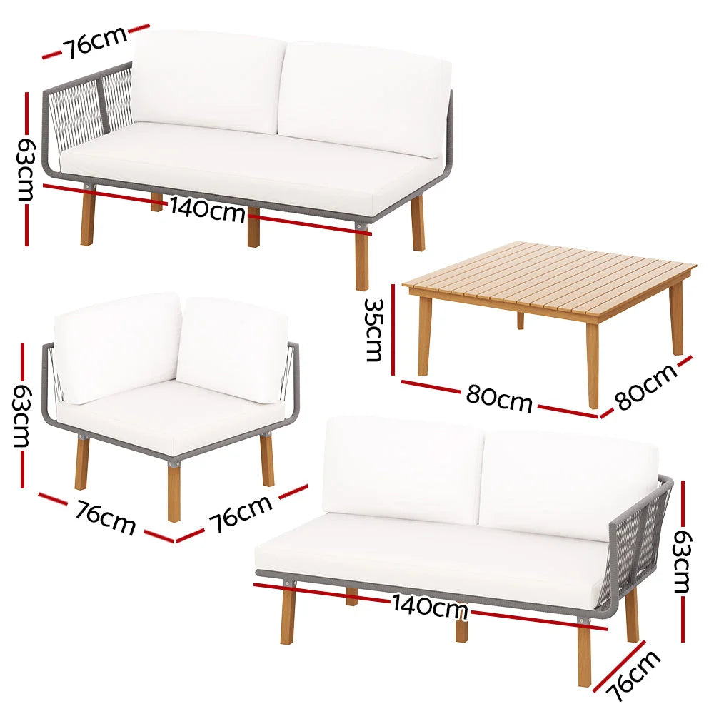 Outdoor Sofa Set 5-Seater Wooden Lounge Setting