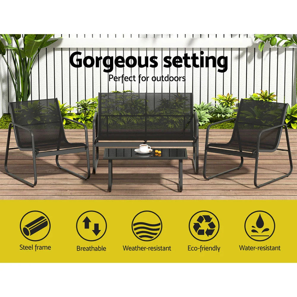 Outdoor Sofa Set Lounge Setting Textilene Table and Chairs