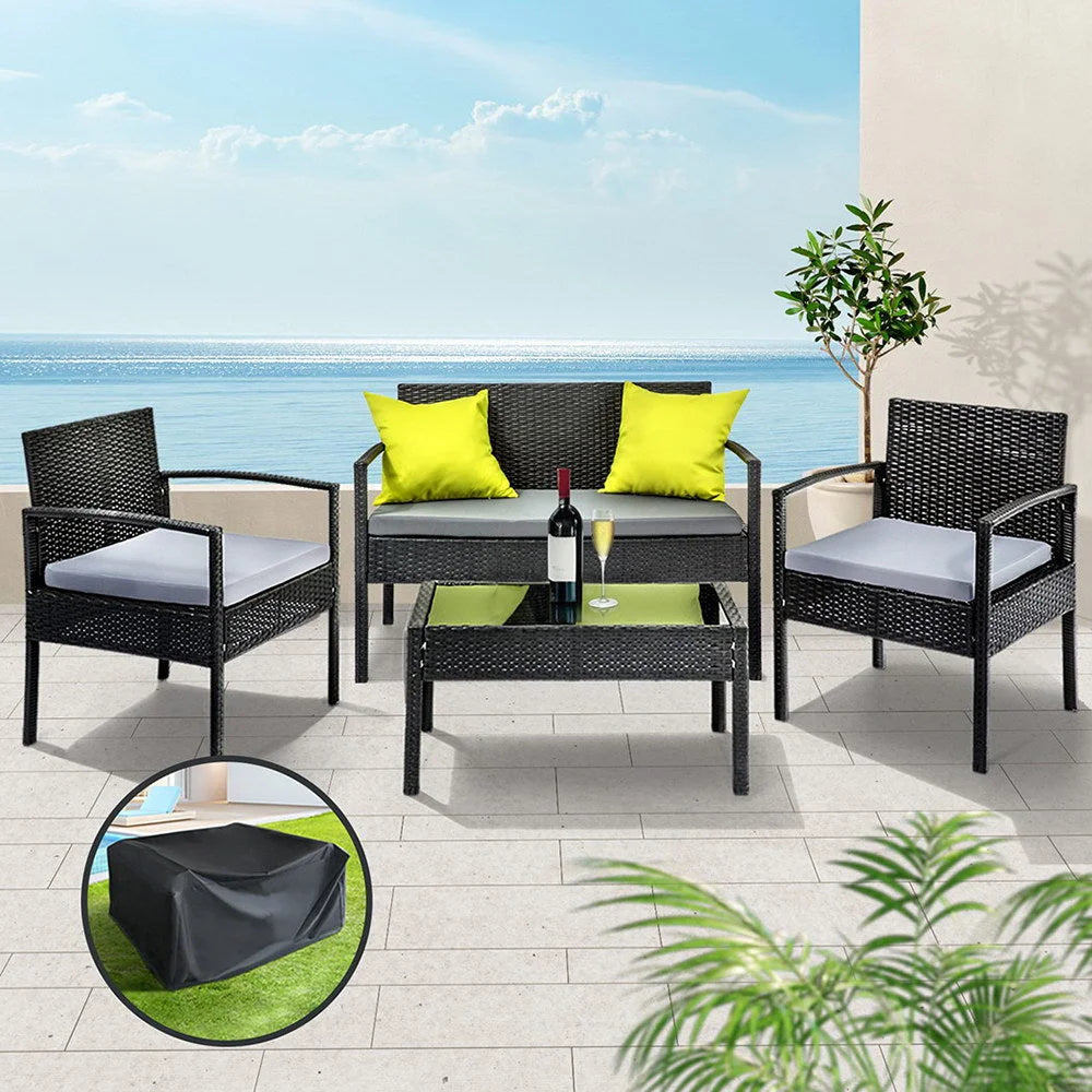 Wicker outdoor lounge setting