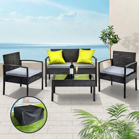 Outdoor Sofa Set Wicker Lounge Setting Table and Chairs