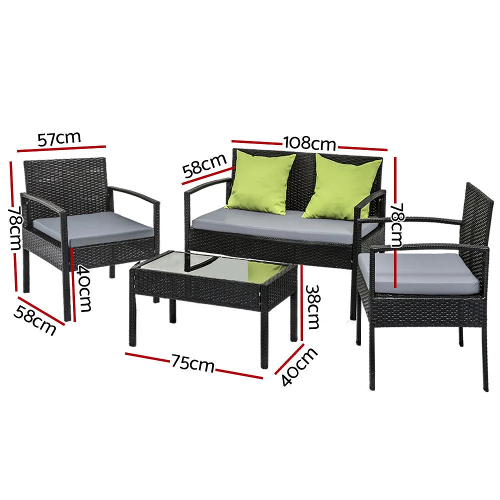 Outdoor Sofa Set Wicker Lounge Setting Table and Chairs
