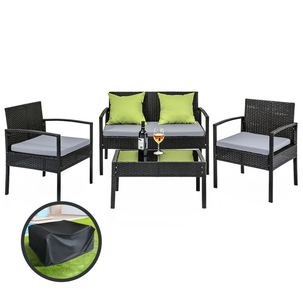 Outdoor Sofa Set Wicker Lounge Setting Table and Chairs