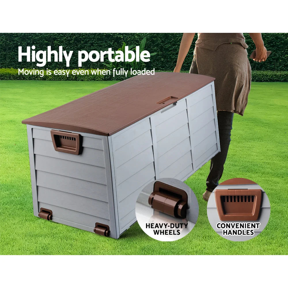 Outdoor Storage Box 290L - Brown - Garden Furniture