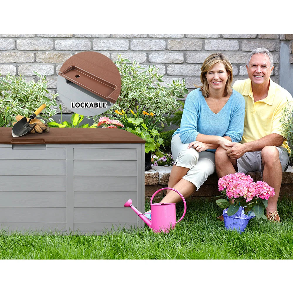 Outdoor Storage Box 290L - Brown - Garden Furniture