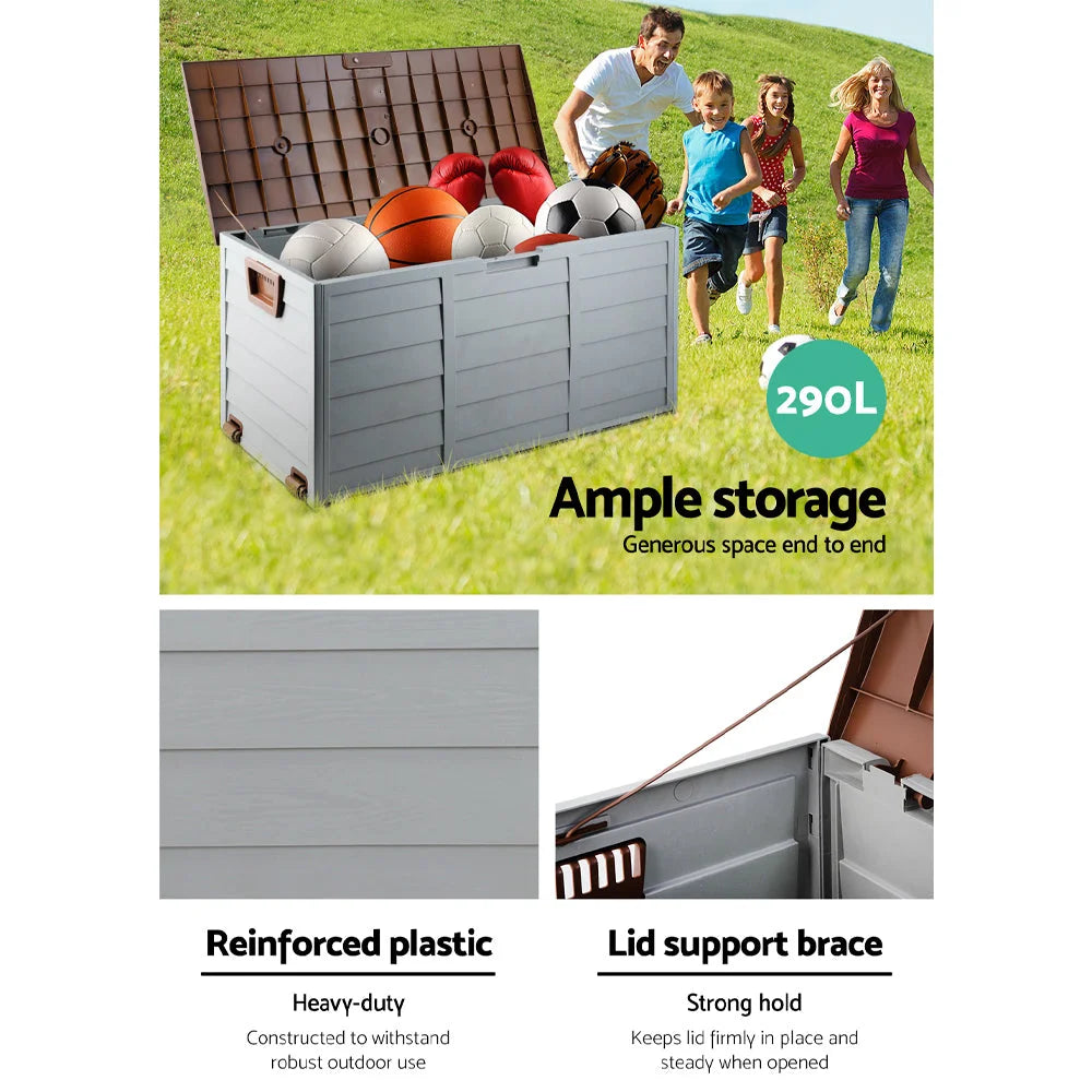 Outdoor Storage Box 290L - Brown - Garden Furniture
