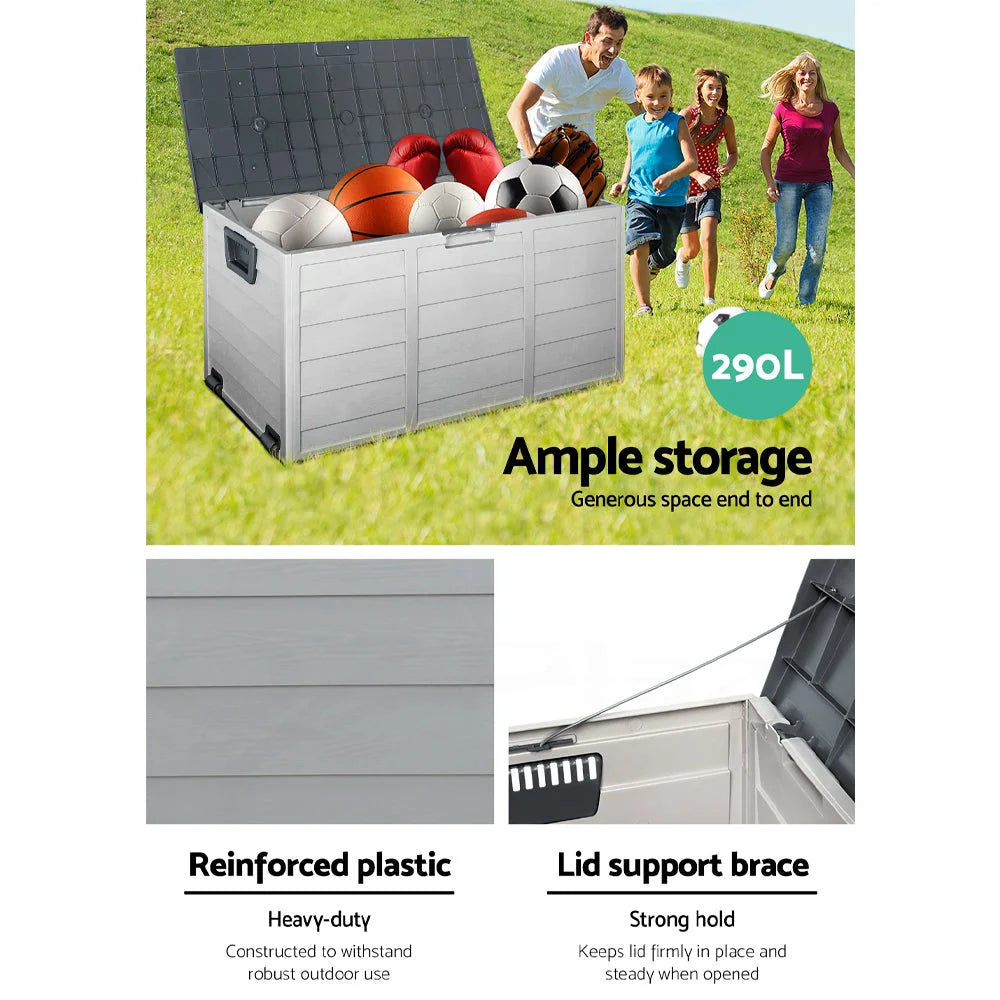 Outdoor Storage Box 290L - Grey - Garden Furniture