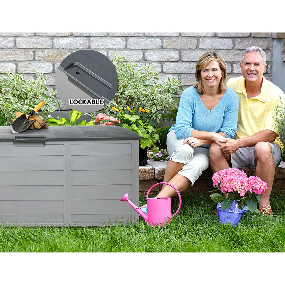 Outdoor Storage Box 290L - Grey - Garden Furniture