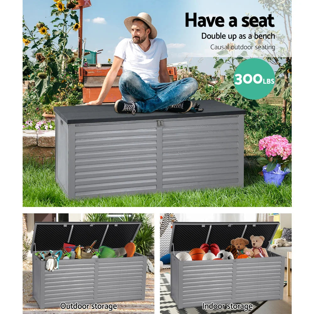 Outdoor Storage Box 490L Bench Seat Indoor Garden Toy Tool