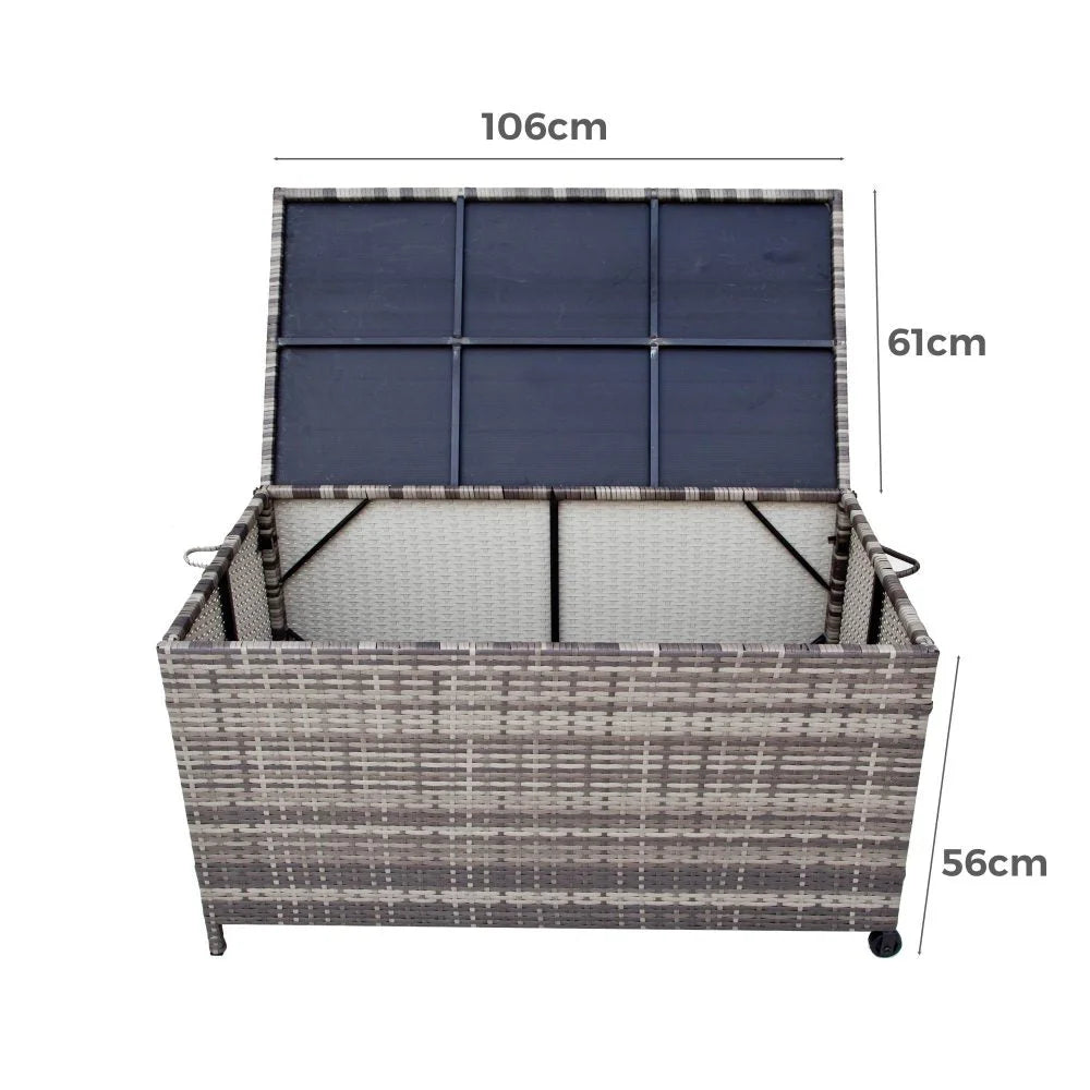 Outdoor Storage Box PE Wicker Garden 320L - Grey