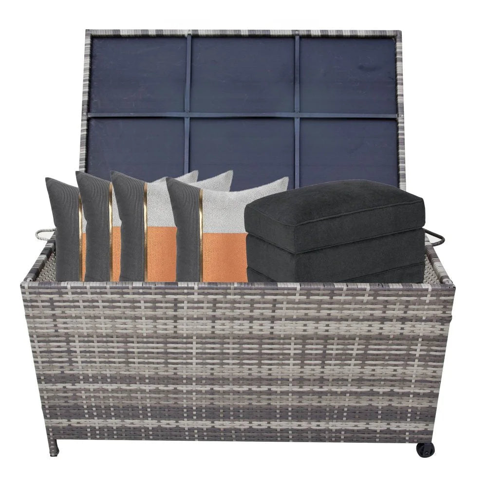 Outdoor Storage Box PE Wicker Garden 320L - Grey