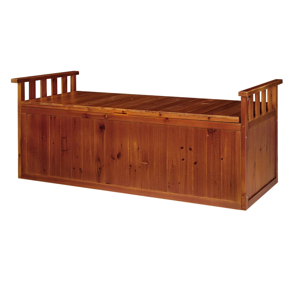 Outdoor Storage Box Wooden Garden Bench 128.5cm Chest Tool