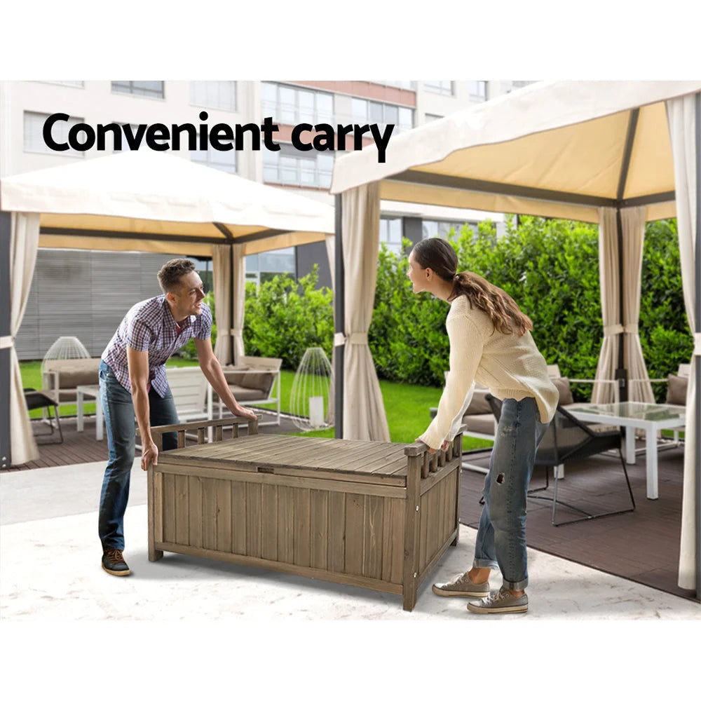 Outdoor Storage Box Wooden Garden Bench Chest Toy Tool
