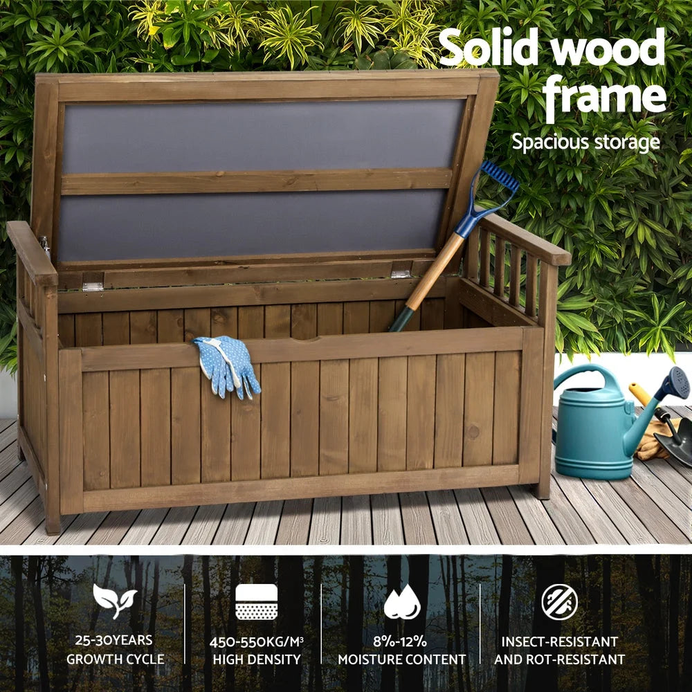 Outdoor Storage Box Wooden Bench Chest Toy Tool Sheds
