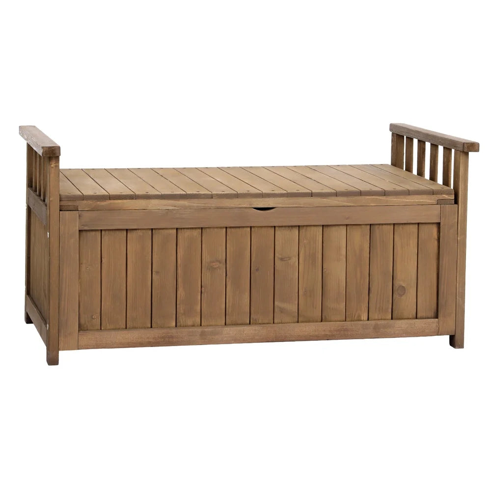 Outdoor Storage Box Wooden Garden Bench Chest Toy Tool