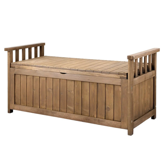 Outdoor Storage Box Wooden Garden Bench Chest Toy Tool