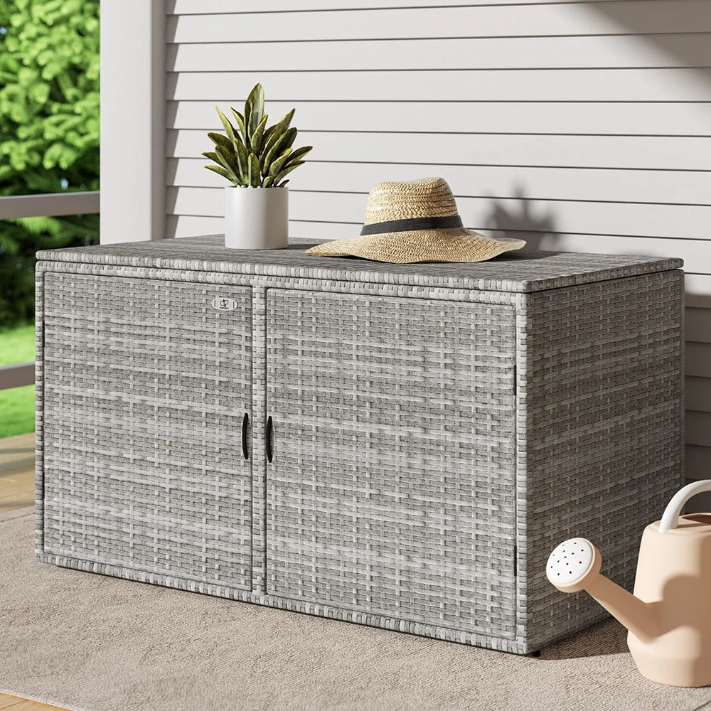 Outdoor Storage Cabinet Box Deck Wicker Shelf Chest Garden