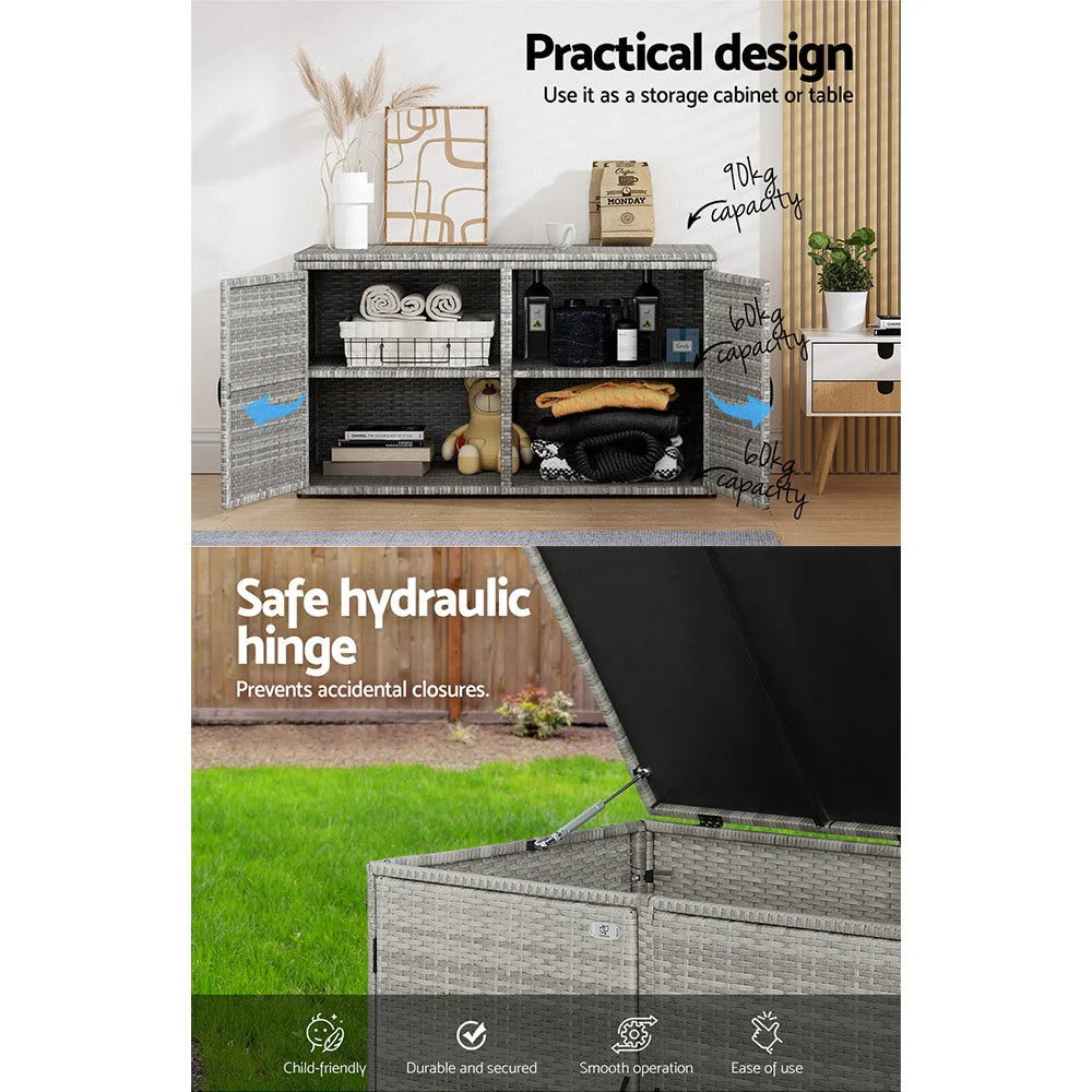 Outdoor Storage Cabinet Box Deck Wicker Shelf Chest Garden