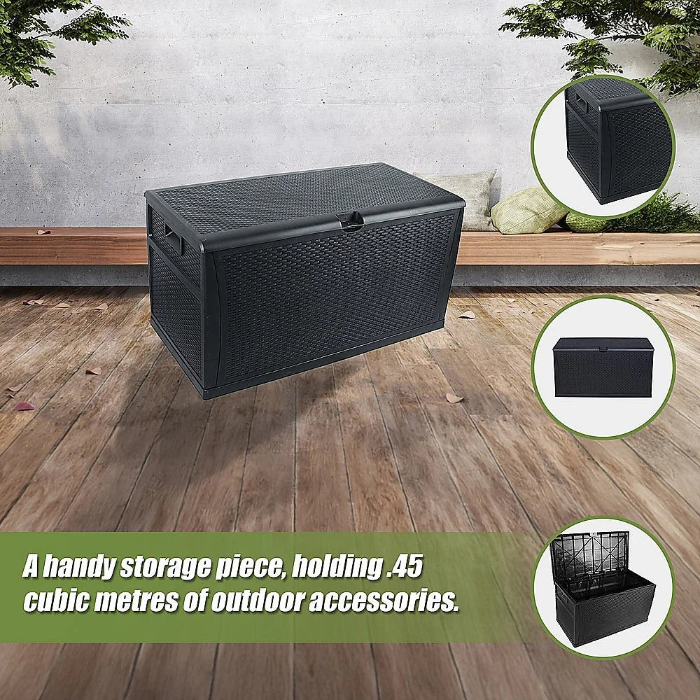 Outdoor Storage Plastic Bench Box 450L Patio Deck Box
