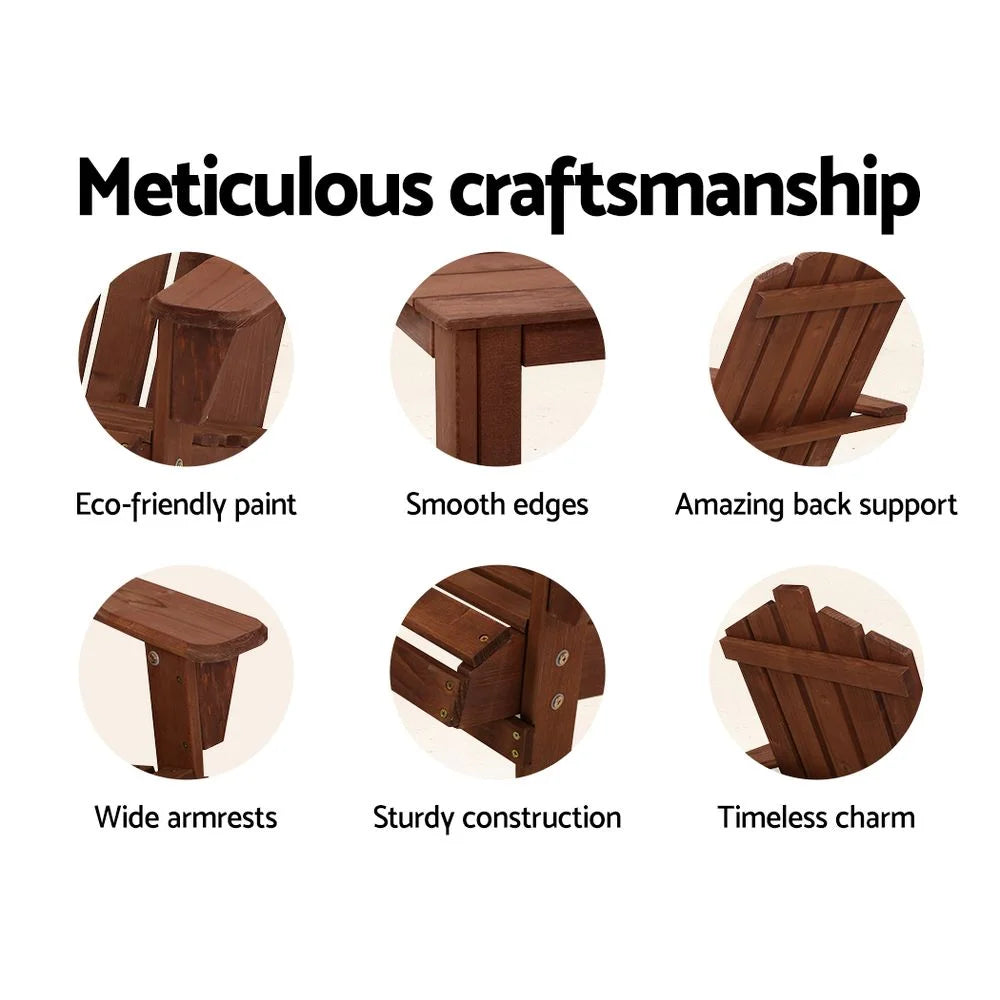 Outdoor Sun Lounge Beach Chairs Table Setting Wooden