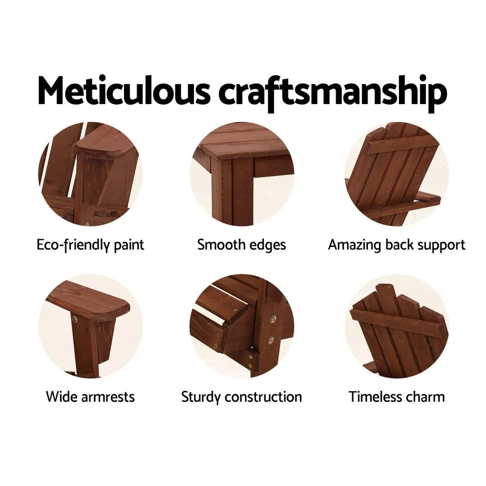 Outdoor Sun Lounge Beach Chairs Table Setting Wooden