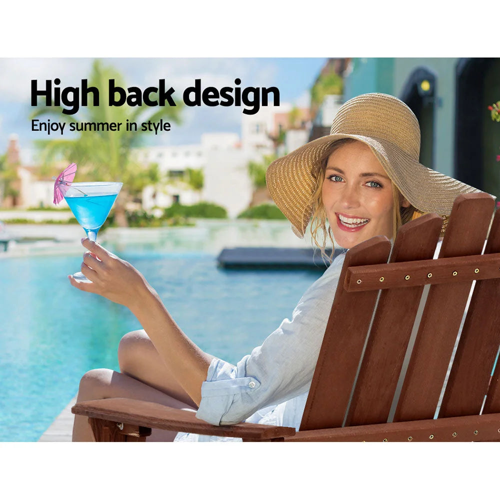 Outdoor Sun Lounge Beach Chairs Table Setting Wooden