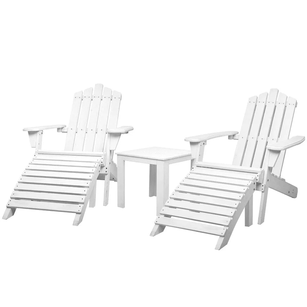 Outdoor Sun Lounge Beach Chairs Table Setting Wooden