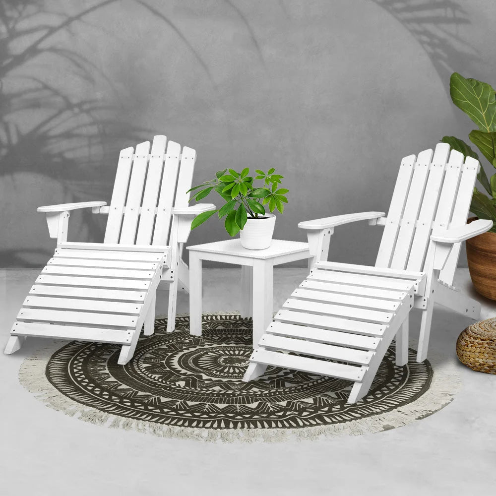 Outdoor Sun Lounge Beach Chairs Table Setting Wooden